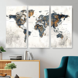 World Map Wall Art Canvas Print for Office Wall Decor
