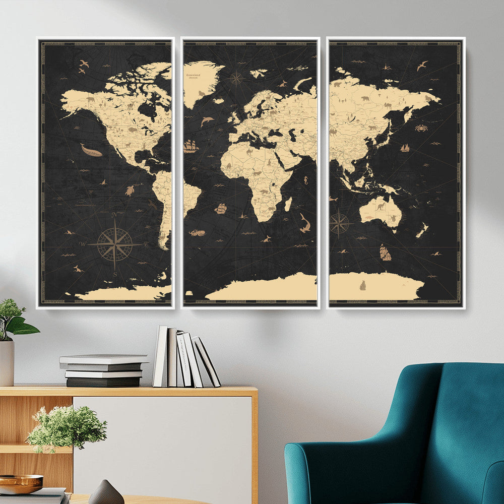 World Map Canvas Print – Detailed Map of the World Wall Art