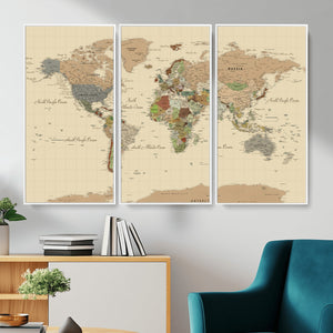 Extra Large World Map Canvas Print – Detailed Map of the