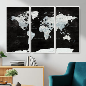 World Map Canvas Print – Framed Push Pin Wall Art, Color