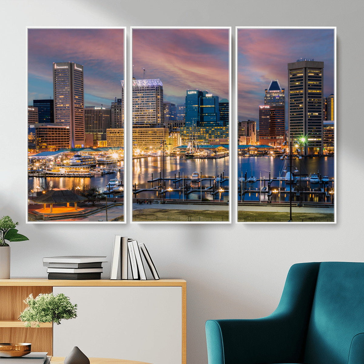 Baltimore Skyline Wall Art Canvas Print, Baltimore Downtown