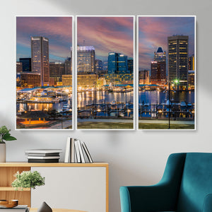 Baltimore Skyline Wall Art Canvas Print, Baltimore Downtown