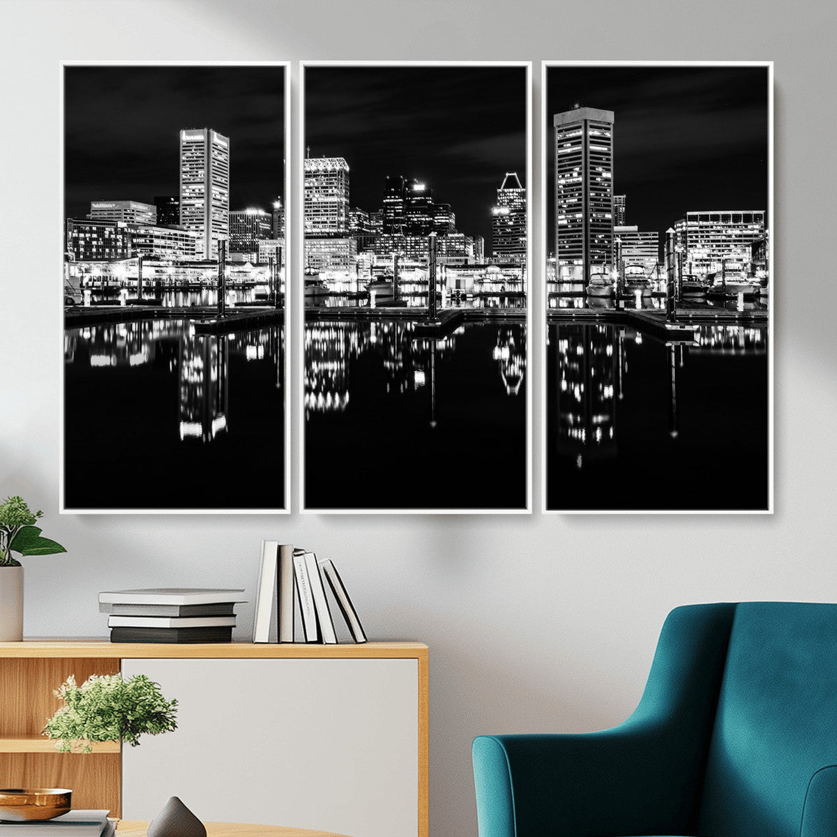 Baltimore Skyline Wall Art Canvas Print, Baltimore Downtown
