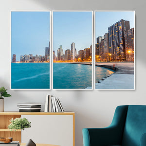Chicago Wall Art Canvas Print, Chicago City Downtown Night