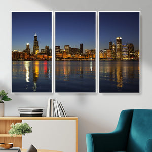 Chicago Wall Art Canvas Print - Chicago City Downtown Night