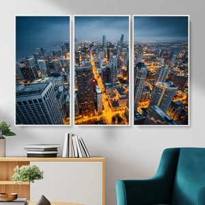 Chicago Wall Art Canvas Print - Chicago City Downtown Night