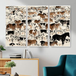 Farmhouse Animals Horse Longhorn Cow Wall Art Canvas Print -