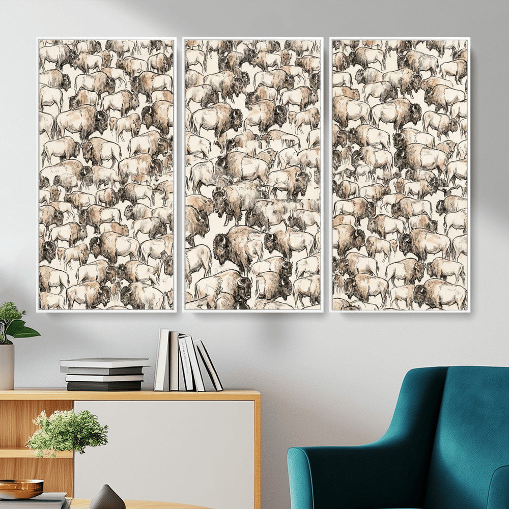 American Bison Canvas Print - Abstract Buffalo Wall Art