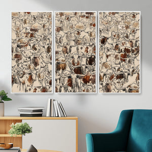 Abstract Longhorn Wall Art Canvas Print - Farm Animal