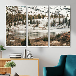 Snowy Mountain Landscape Wall Art Canvas Print, Alpine Pine