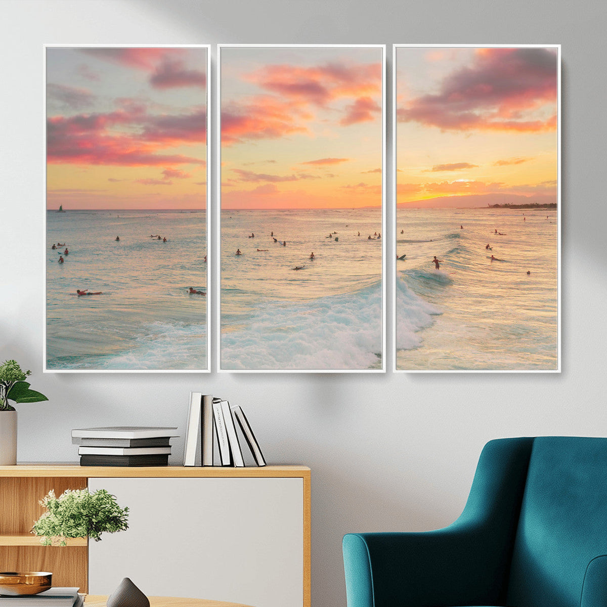 Sunset Beach Wall Art Canvas Print – Soft Coastal