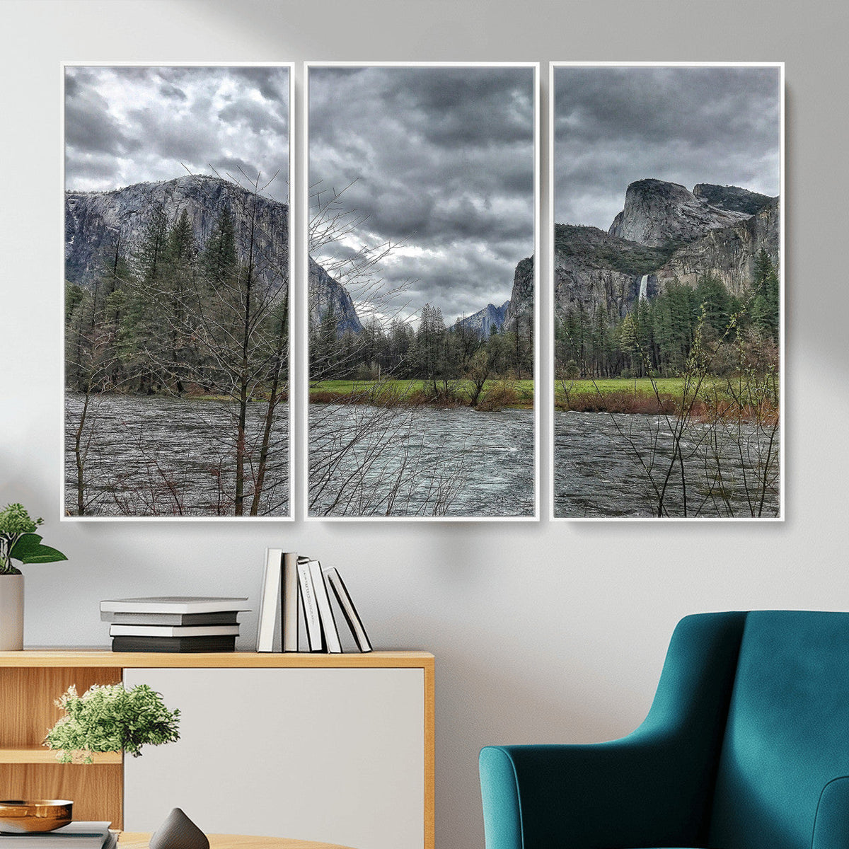 Yosemite Valley River Wall Art Canvas Print, Granite Cliffs