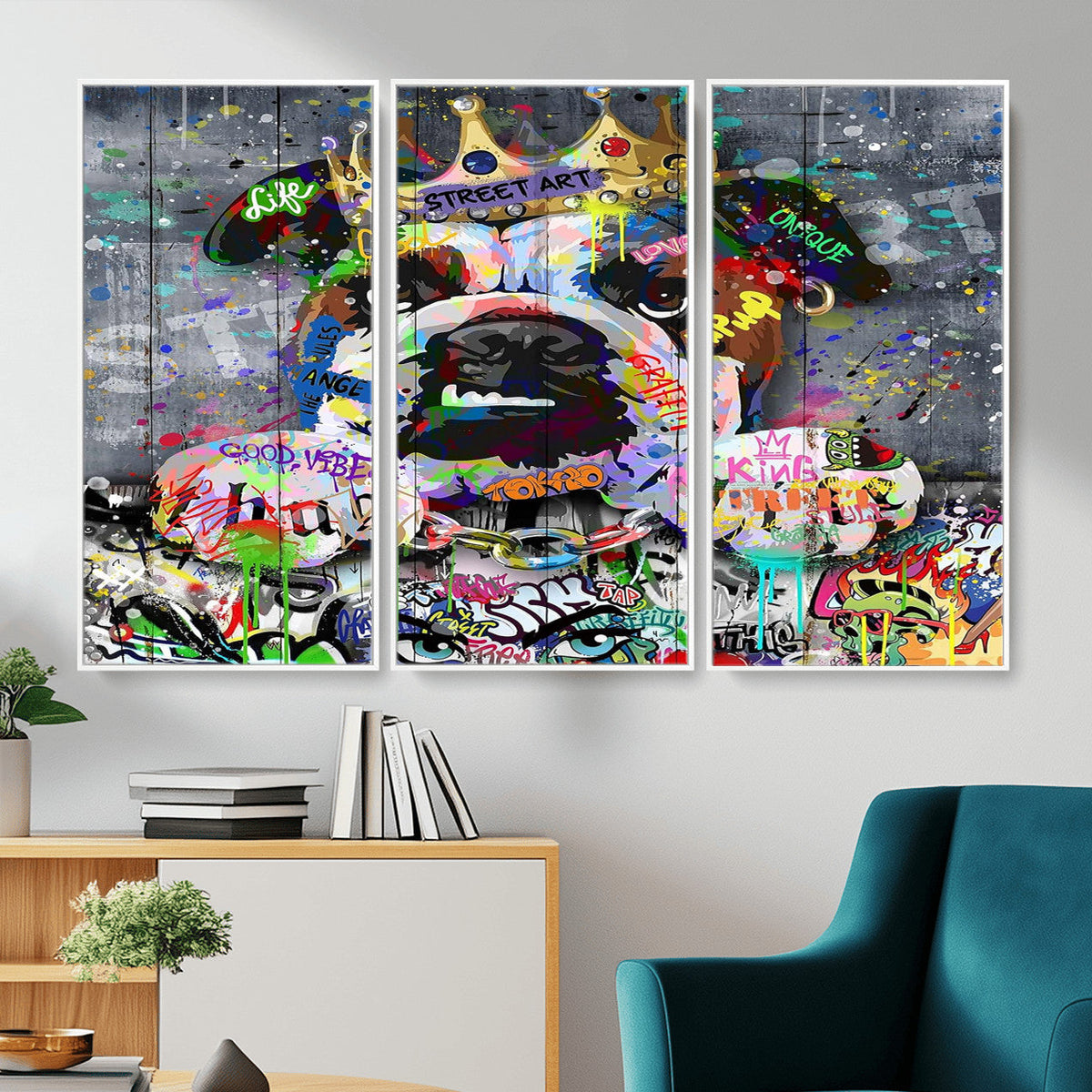 Graffiti Dog Wall Art Decor for Teen Bedroom - Abstract