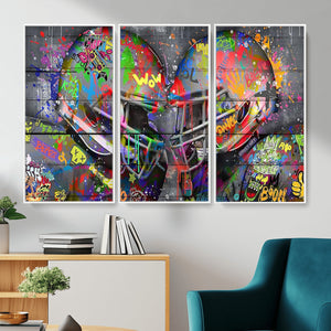 Graffiti Football Helmets Wall Art Canvas Print, Urban