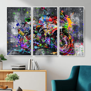 Graffiti Motorcycle Wall Art Canvas Print, Urban Street Art