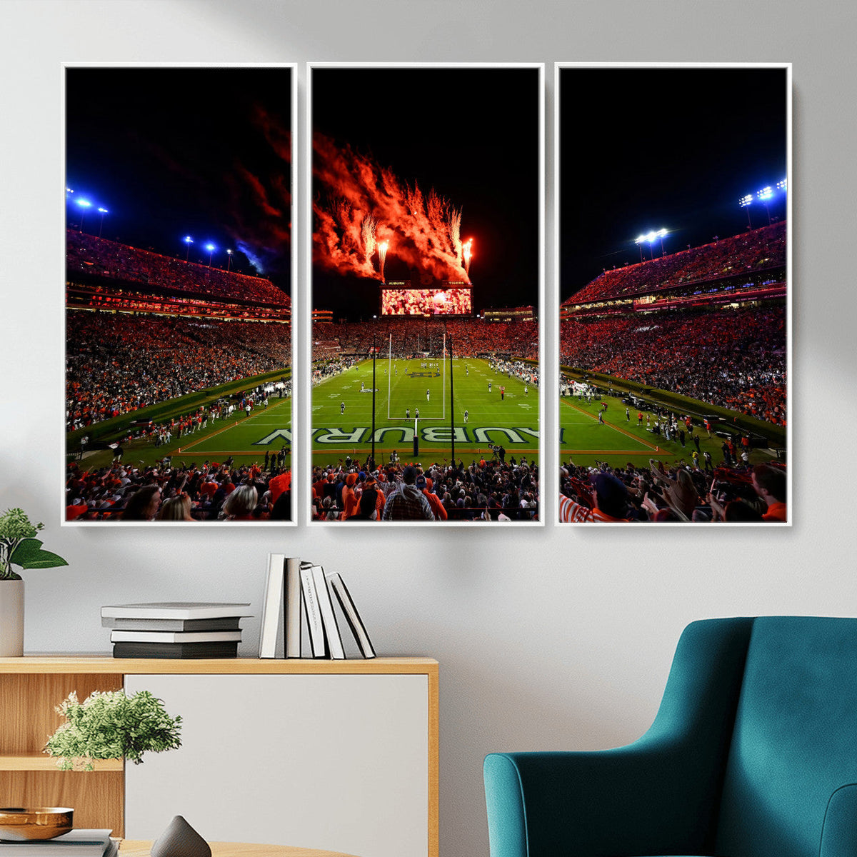 Auburn Stadium Wall Art Canvas Print, College Football Night