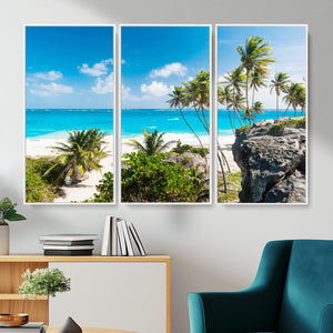 Tropical Beach Wall Art Canvas Print, Palm Tree Ocean