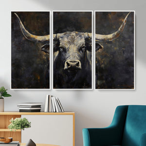 Rustic Longhorn Bull Wall Art Canvas Print – Vintage Western