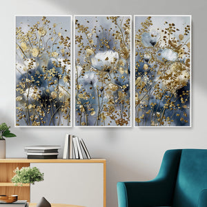 Abstract Floral Wall Art Canvas Print – Gold and Blue