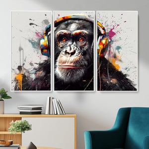 Dj Monkey Wall Art Canvas Print – Colorful Pop Art Banksy