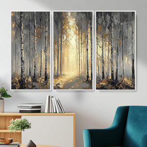 Abstract Birch Forest Wall Art Canvas Print – Modern Neutral