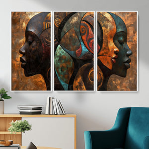 Abstract Afro American Women Wall Art Canvas Print