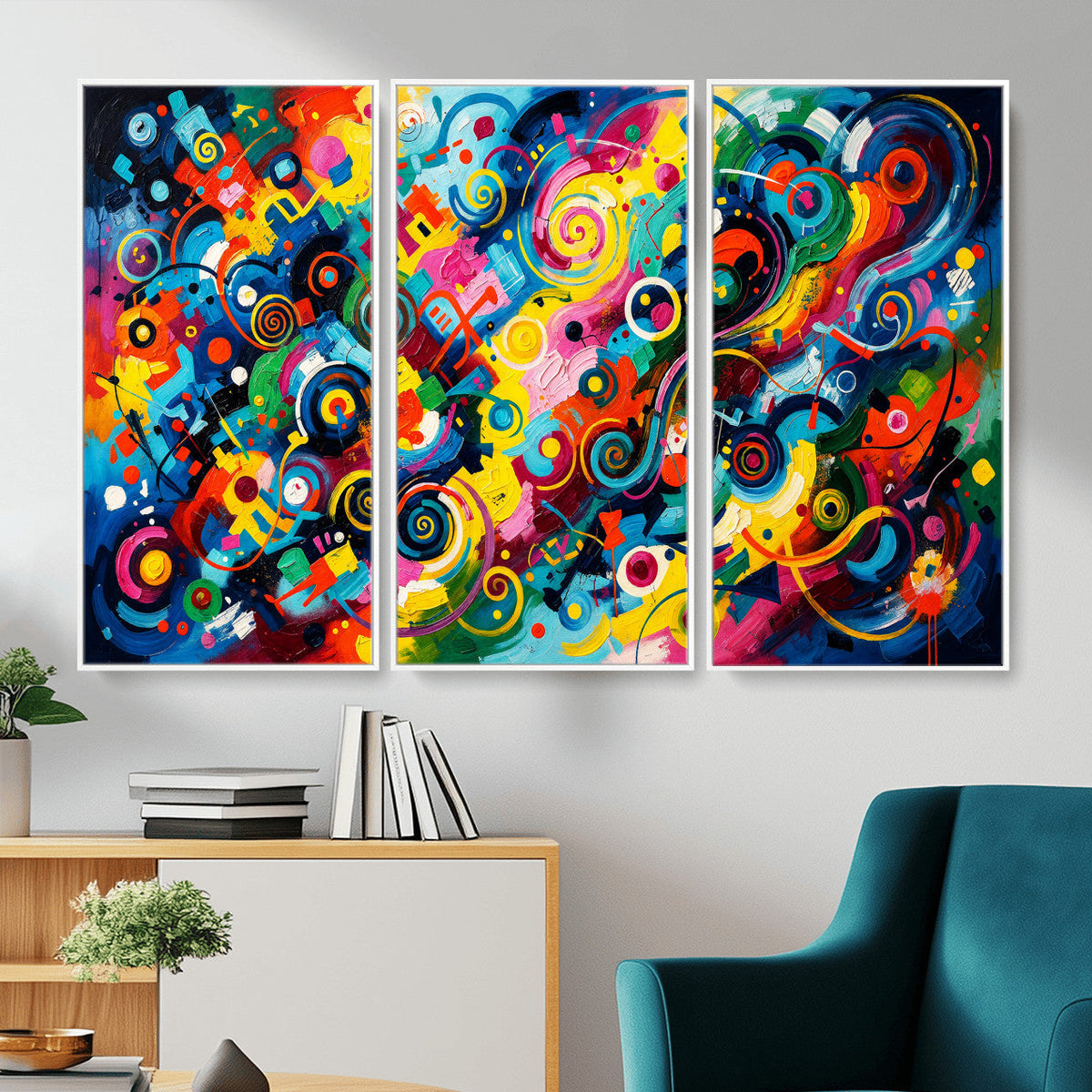 Geometric Abstract Wall Art Canvas Print, Bold Color