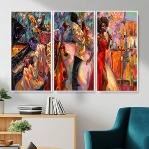 African American Jazz Singer Canvas Art — Red Dress Black