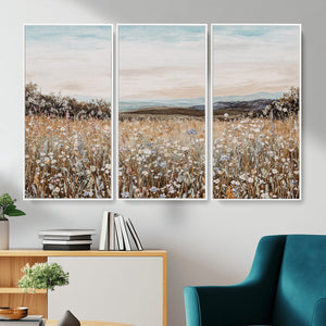 Neutral Wildflower Field Canvas Wall Art — Beige Earth Tone