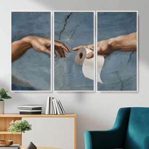 Funny Bathroom Canvas Wall Art, Michelangelo Creation of