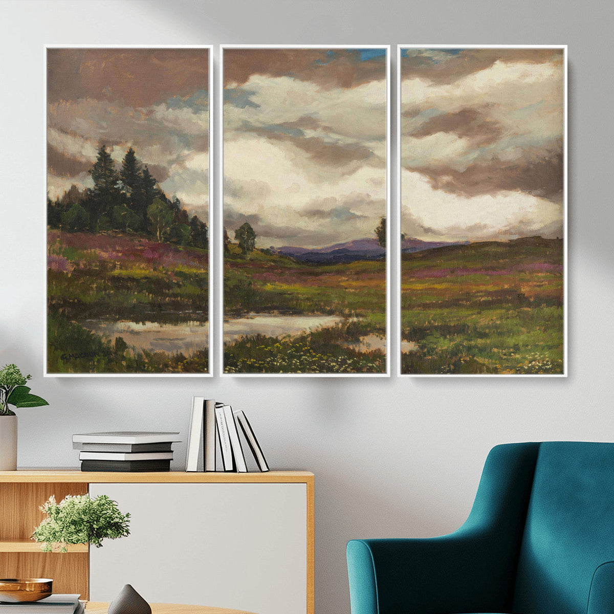 Gustav Macoun Heathland Canvas Print, Czech Landscape Oil