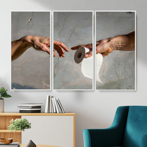Funny Bathroom Wall Art Canvas, Creation of Toilet Paper