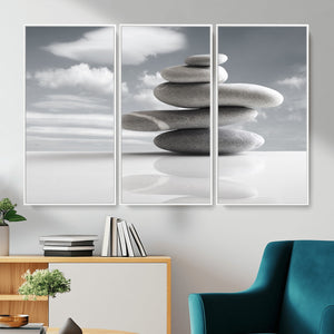 Zen Stone Wall Art Canvas Print, Balanced Rock Stack Framed