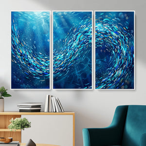 School of Fish Canvas Print | Blue Ocean Underwater Wall Art