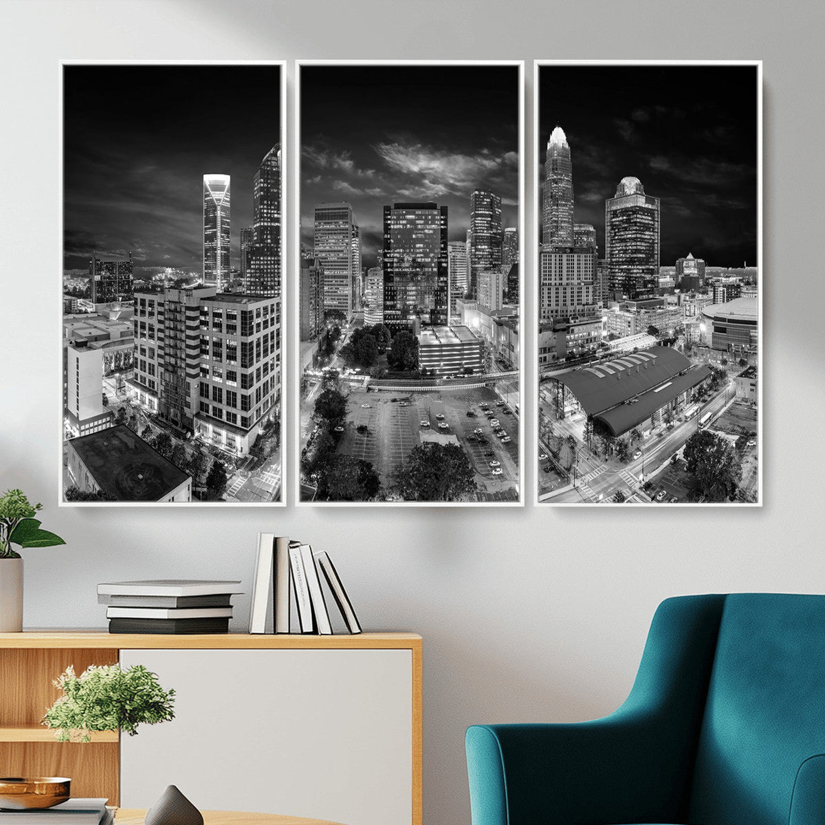 Charlotte Skyline Canvas Wall Art Print – North Carolina Cityscape Photography Print
