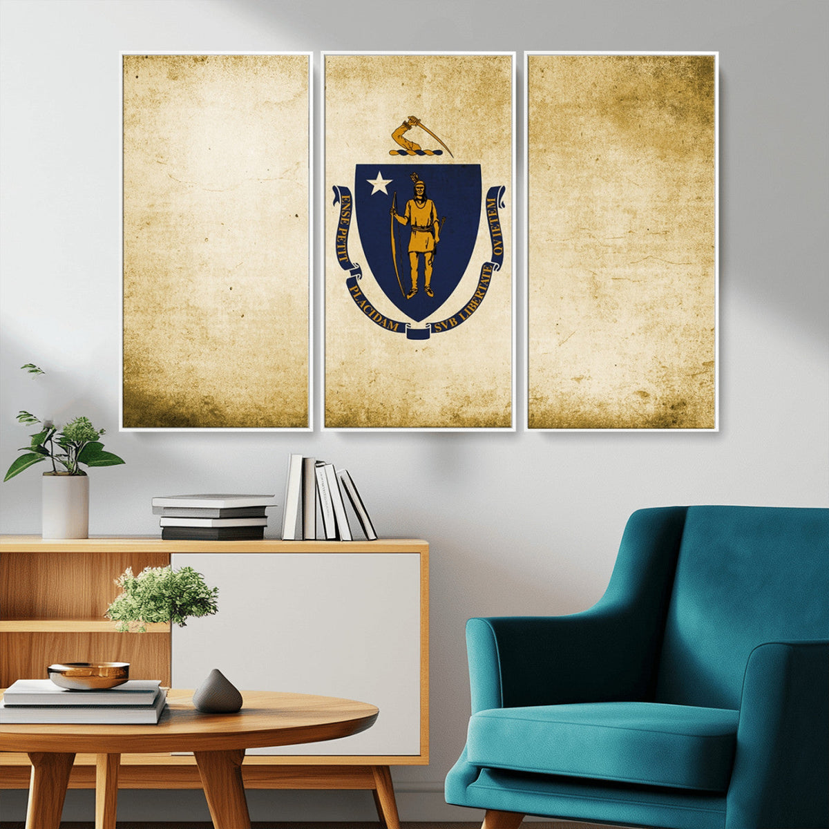 Massachusetts Flag Wall Art Canvas Print