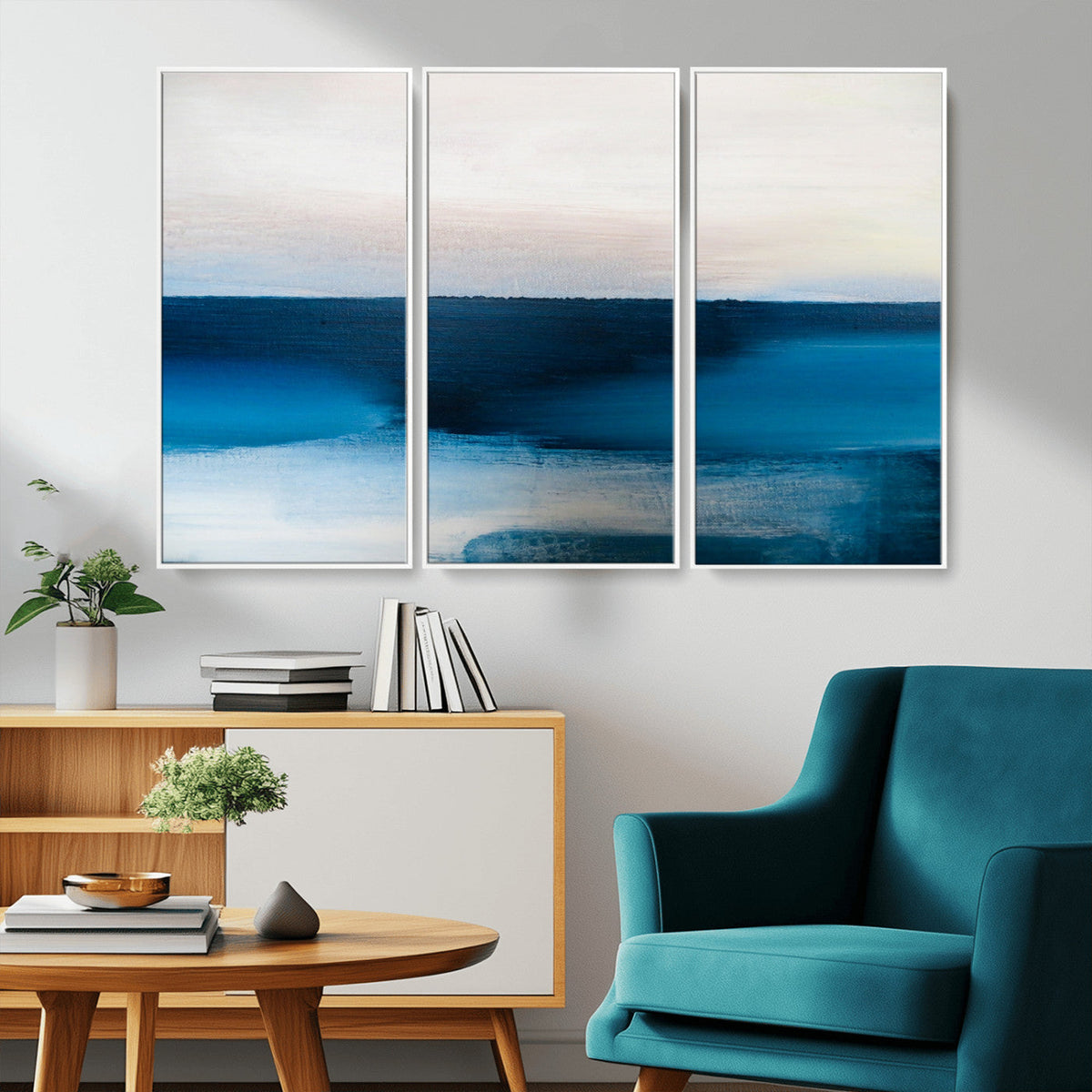Dark Blue Abstract Wall Art Canvas Print
