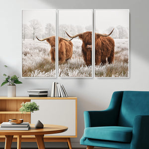 Longhorn Cattle Wall Art Canvas Print, Framed Farmhouse