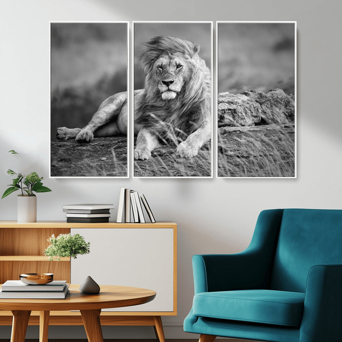 King Forest Lion Wall Art Canvas Print – Framed Majestic
