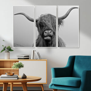 Texas Cow Wall Art Canvas, Texas Longhorn Cattle Canvas