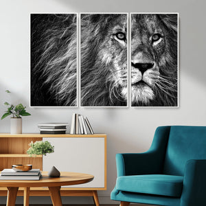 Black and White Lion Canvas Wall Art Print – Wildlife