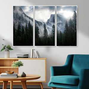 Yosemite National Park El Capitan Foggy Mountain Wall Art |