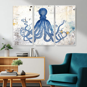 Octopus Canvas Wall Art | Coastal Marine Life Artwork for