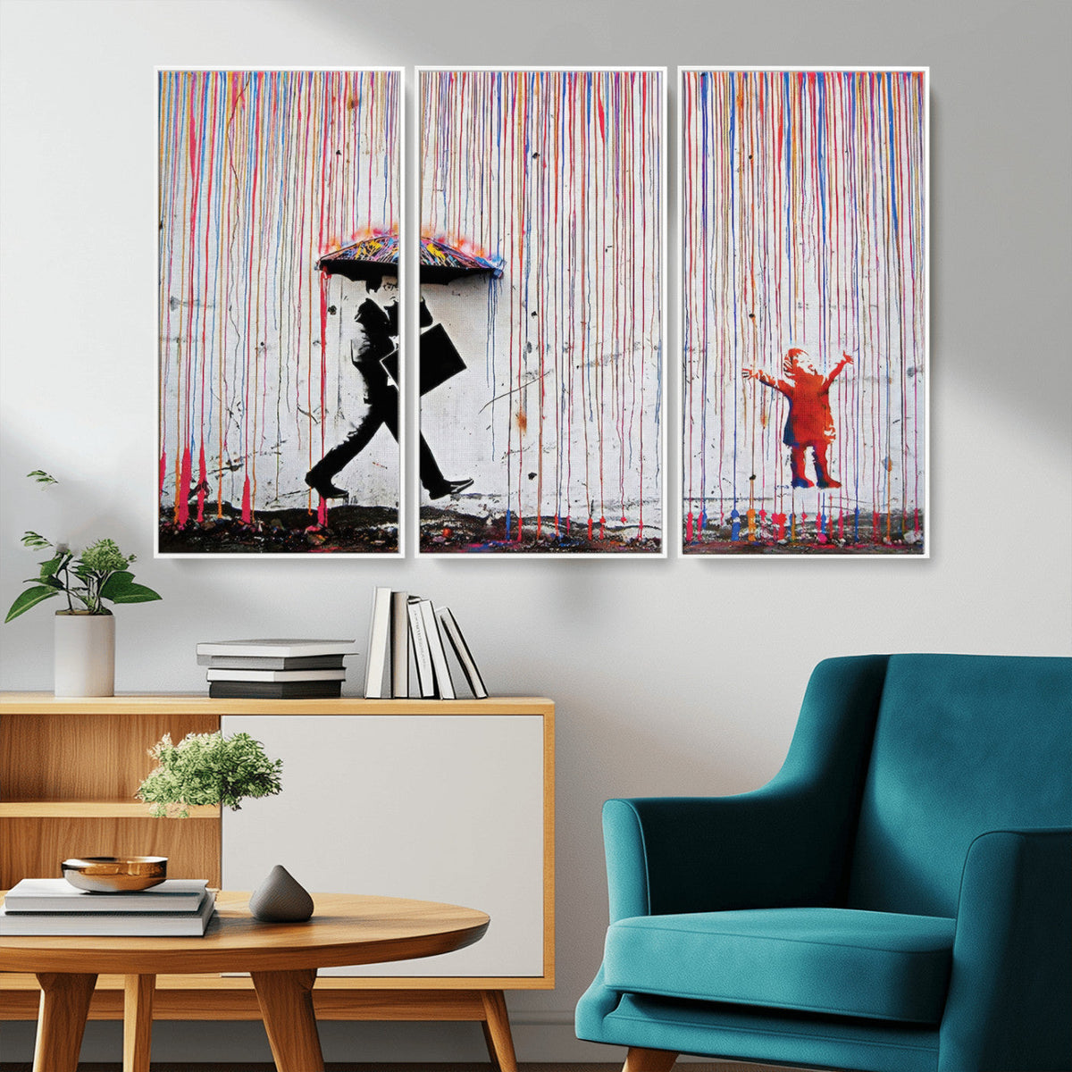 Banksy Wall Art Canvas Print, Framed Graffiti Art Picture