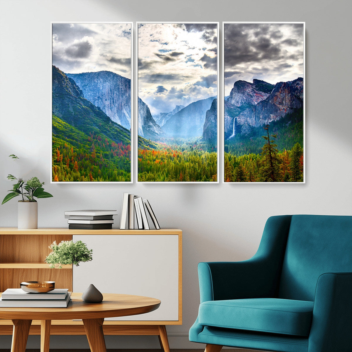 Yosemite Park Half Dome 3 Panel Canvas Print | Large Giclée