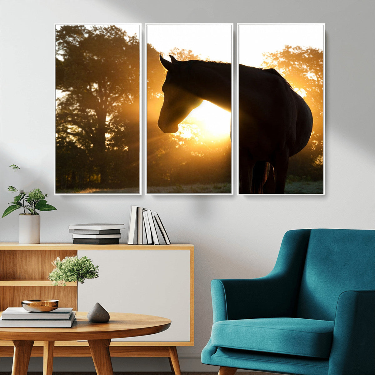 Horse at Sunset Wall Art Animal Canvas Print