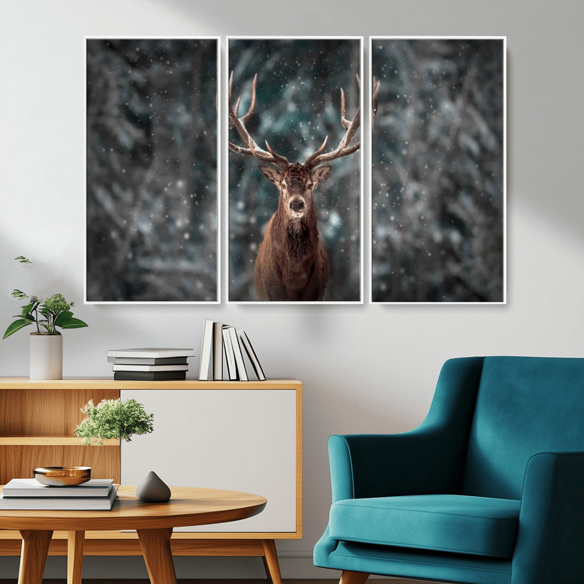 Wall Art Deer Art Animal Canvas, Framed Wall Art Deer Canvas