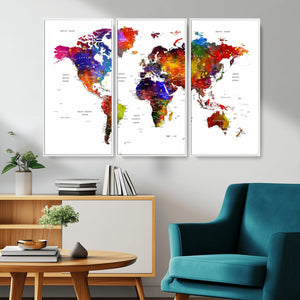 World Map Canvas Print – Detailed Map of the World Wall Art