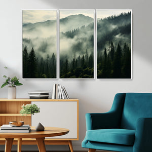 Captivating Misty Forest Wall Art Premium Canvas Print a
