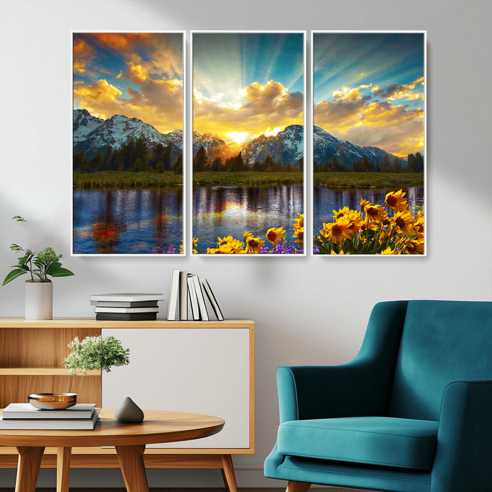 Grand Teton Park Sunrise Wall Art – Vibrant Landscape Canvas